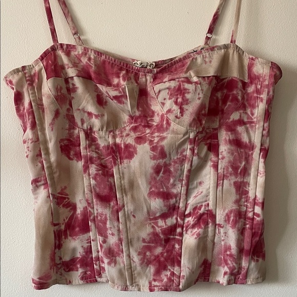 PrettyLittleThing Fuschia tie dye print structured Corset Top UK 14-US Size 10 - Picture 2 of 11